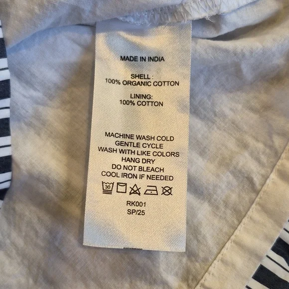 Quince 100% Organic Cotton Poplin Tiered Maxi Dress in Hudson Stripe, Small - Picture 12 of 13